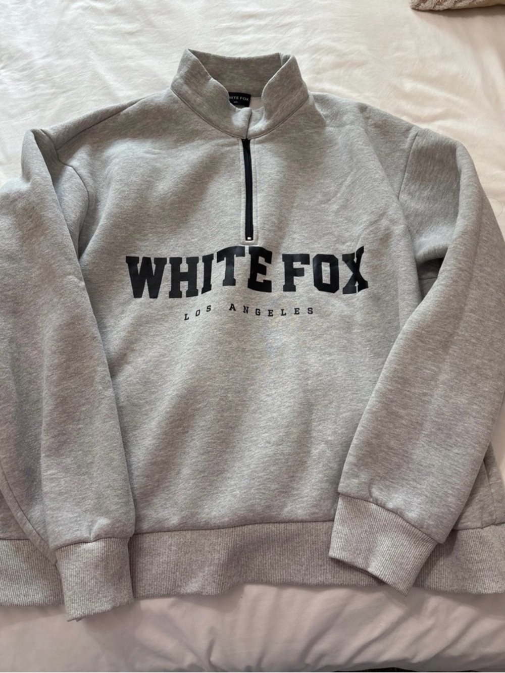White Fox Boutique Gray Half-Zip Cowl Sweatshirt